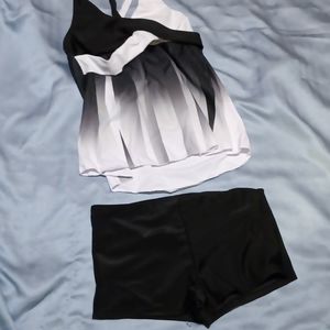 Black and white tankert swimsuit
